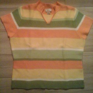 Christopher & Banks Multi-color Striped Cap Sleeve Sweater    Size L